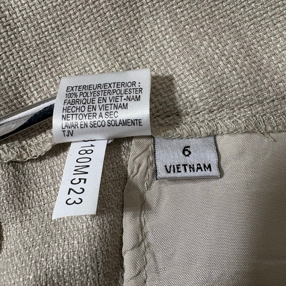 TAHARI Arthur S Levine Women Pant Suit Jacket 6 Cream Beige Hemp Linen Textured - Picture 12 of 12